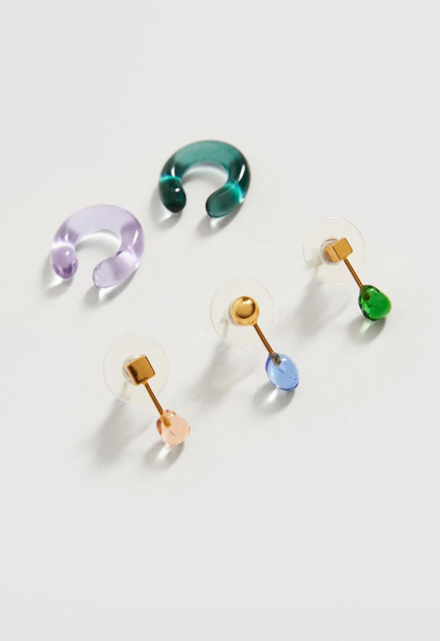 MANGO - Crystal pack earrings - gold