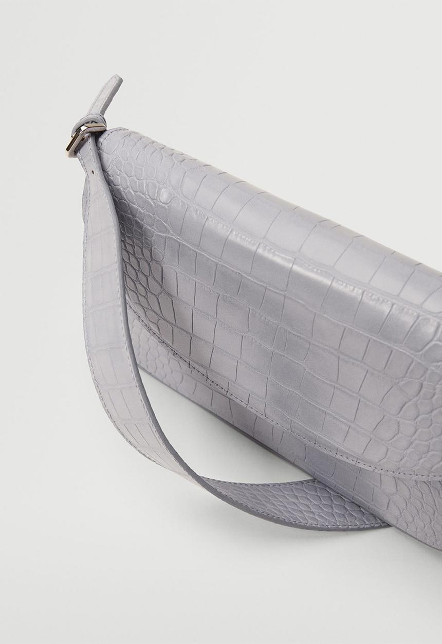 MANGO - Croc-effect baguette bag - lilac