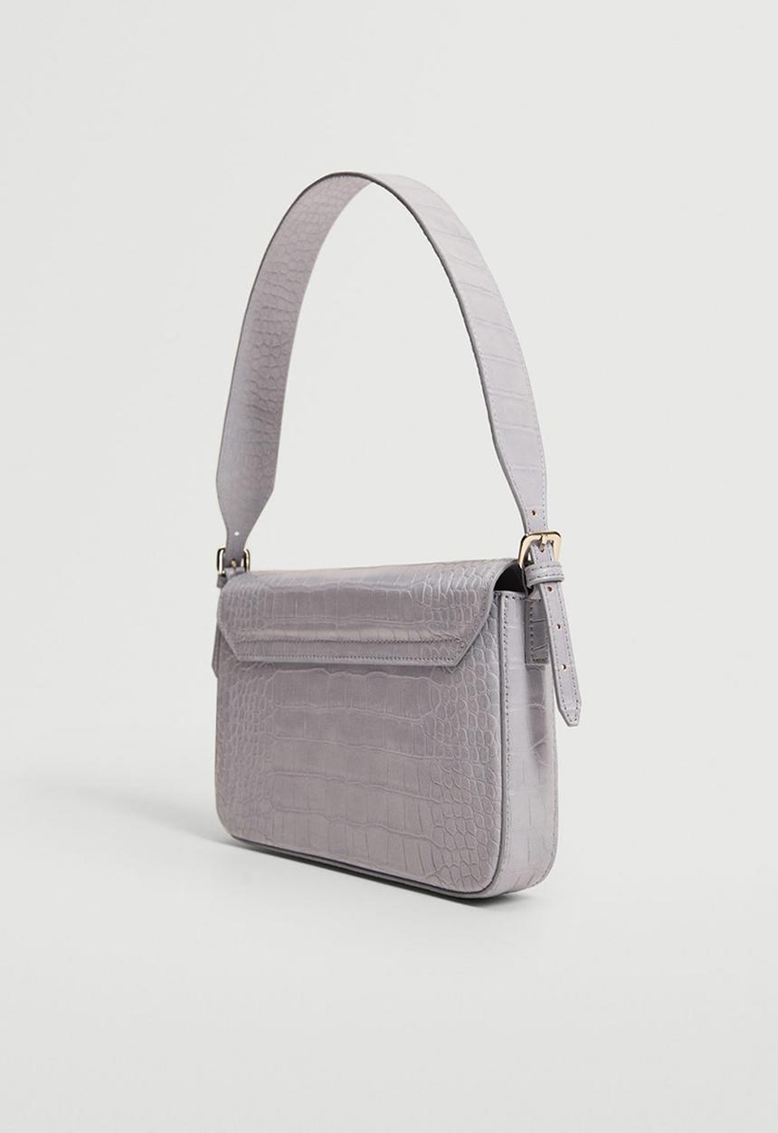 MANGO - Croc-effect baguette bag - lilac