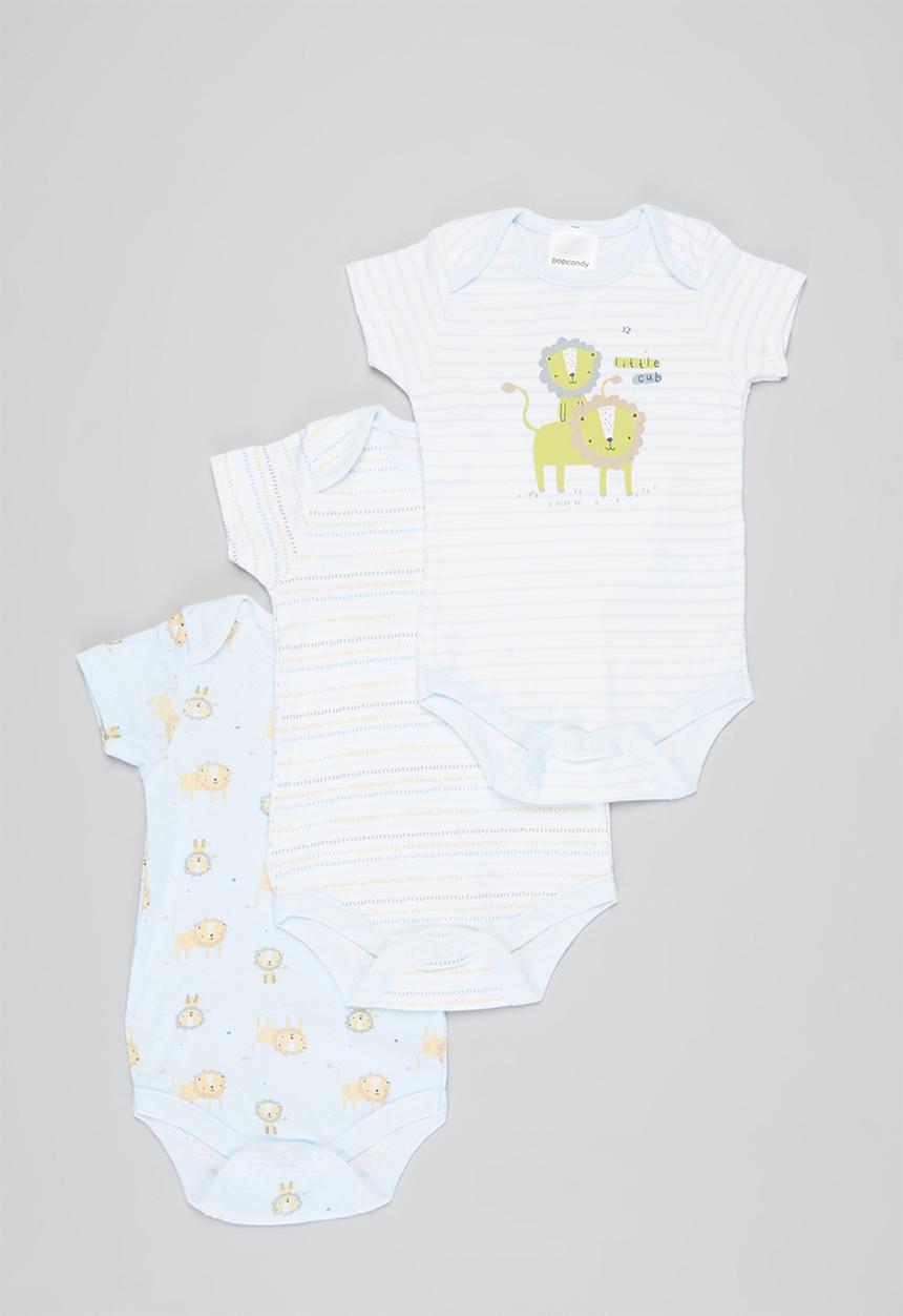 Pop Candy - Baby boys tiger bodyvests - blue & white 