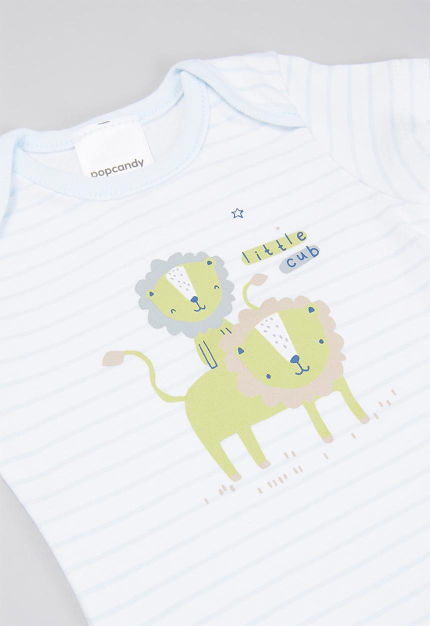 Pop Candy - Baby boys tiger bodyvests - blue & white 
