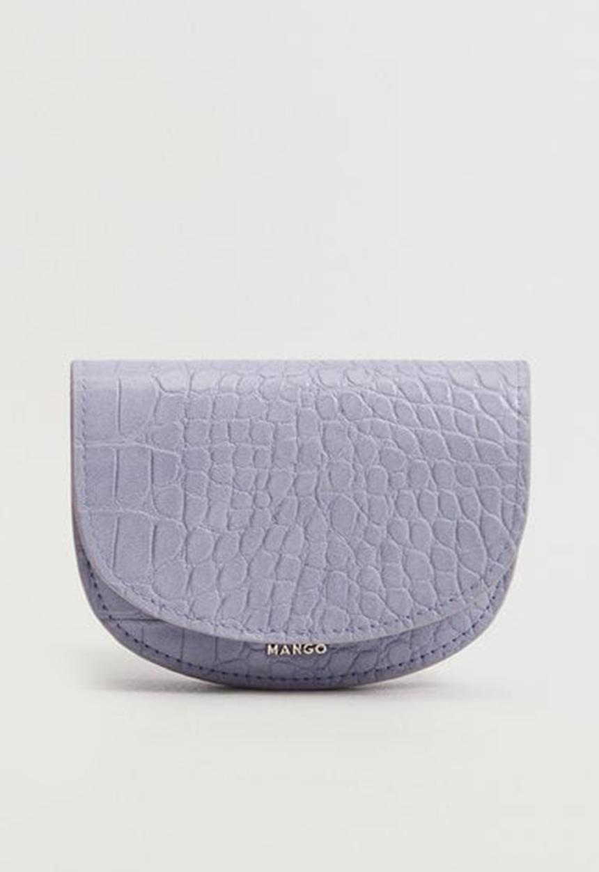 MANGO - Croc-effect flap purse - lilac
