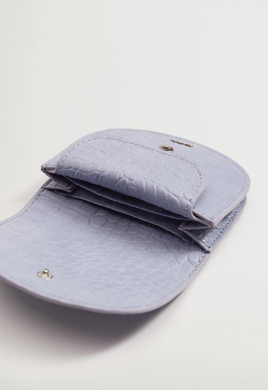 MANGO - Croc-effect flap purse - lilac