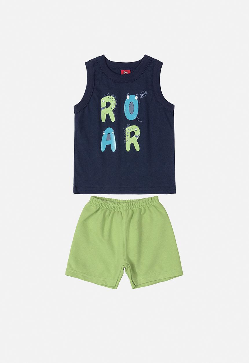 Bee Loop - Roar tank top & shorts set - navy & green 