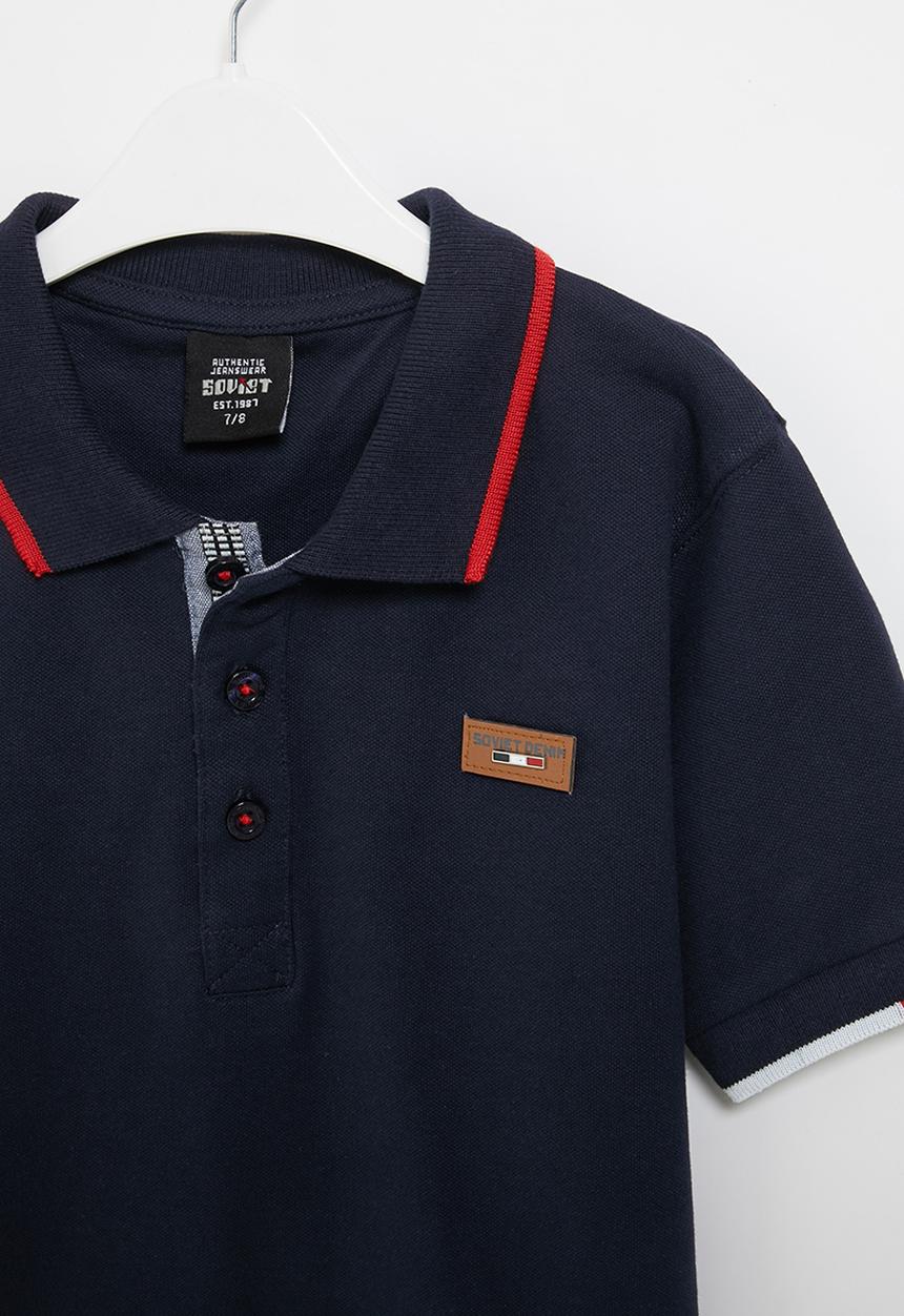 SOVIET - B cordova boys short sleeve pique golfer - navy