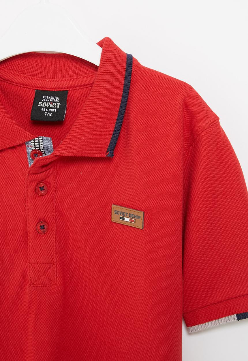 SOVIET - B cordova boys short sleeve pique golfer - red