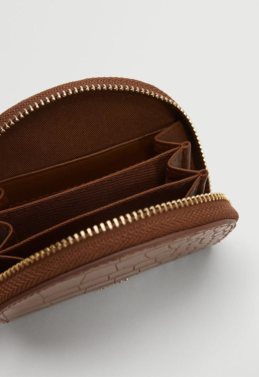 MANGO - Croc-effect wallet - brown