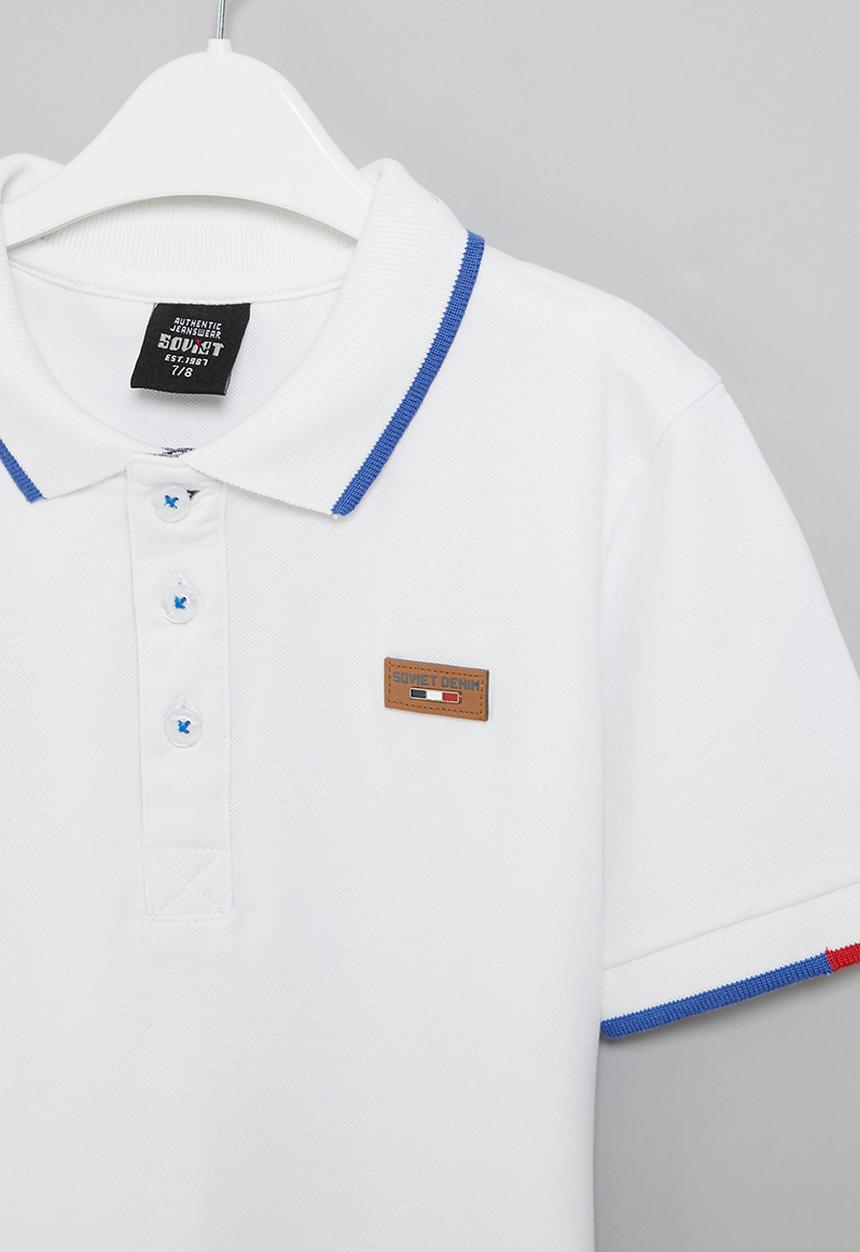 SOVIET - B cordova boys short sleeve pique golfer - white