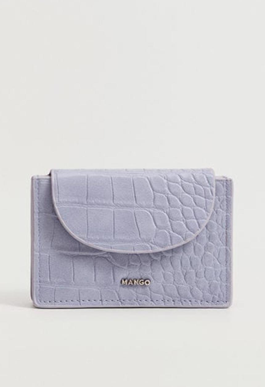 MANGO - Croc-effect card holder - lilac