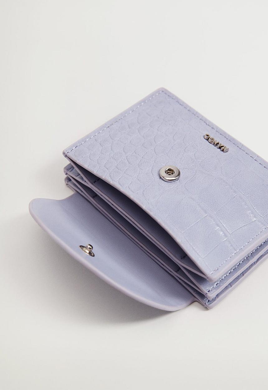 MANGO - Croc-effect card holder - lilac