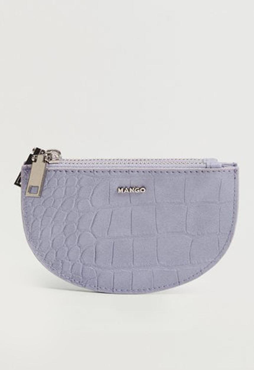 MANGO - Croc-effect zipper purse - lilac