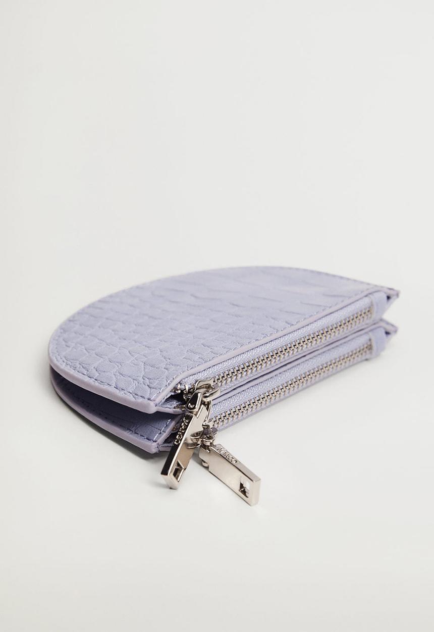 MANGO - Croc-effect zipper purse - lilac