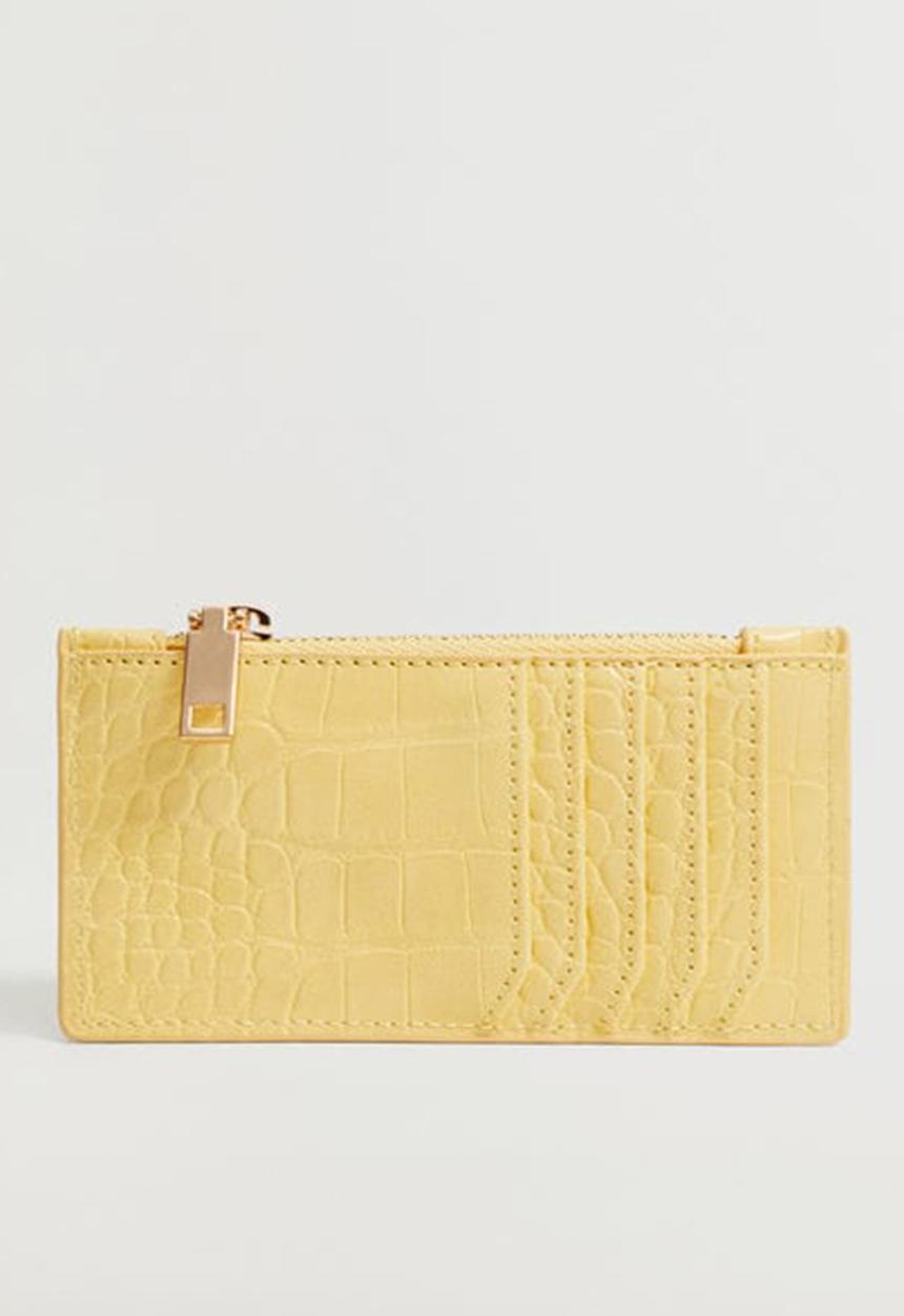 MANGO - Croc-effect card holder - yellow