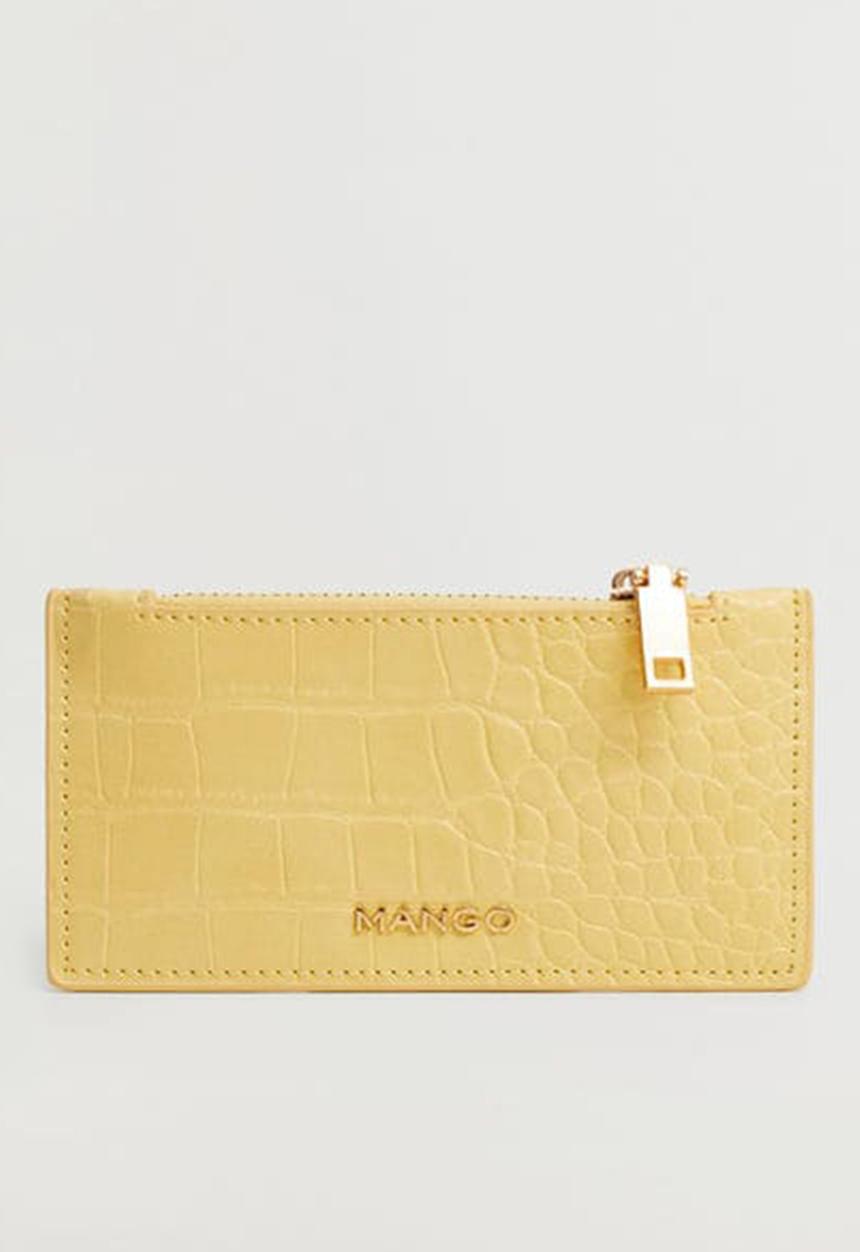 MANGO - Croc-effect card holder - yellow
