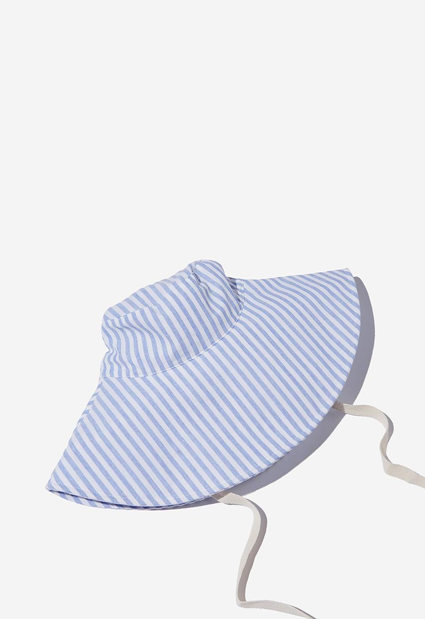 Rubi - Alice wide brim sun hat - washed blue stripe