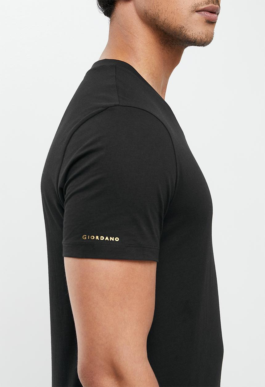 Giordano - Solid V-neck base tee - black 