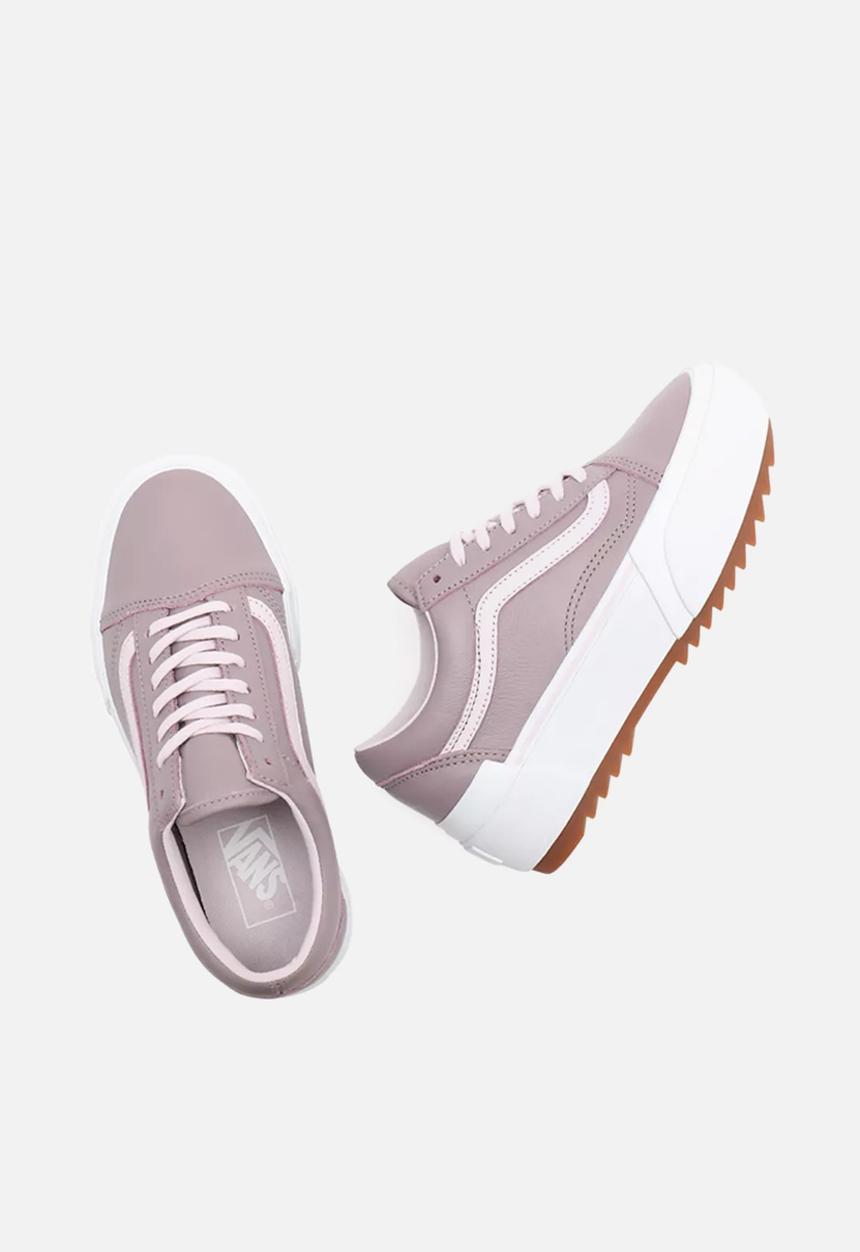 Vans - Old skool stacked - (tumbled leather) purple dove/true white