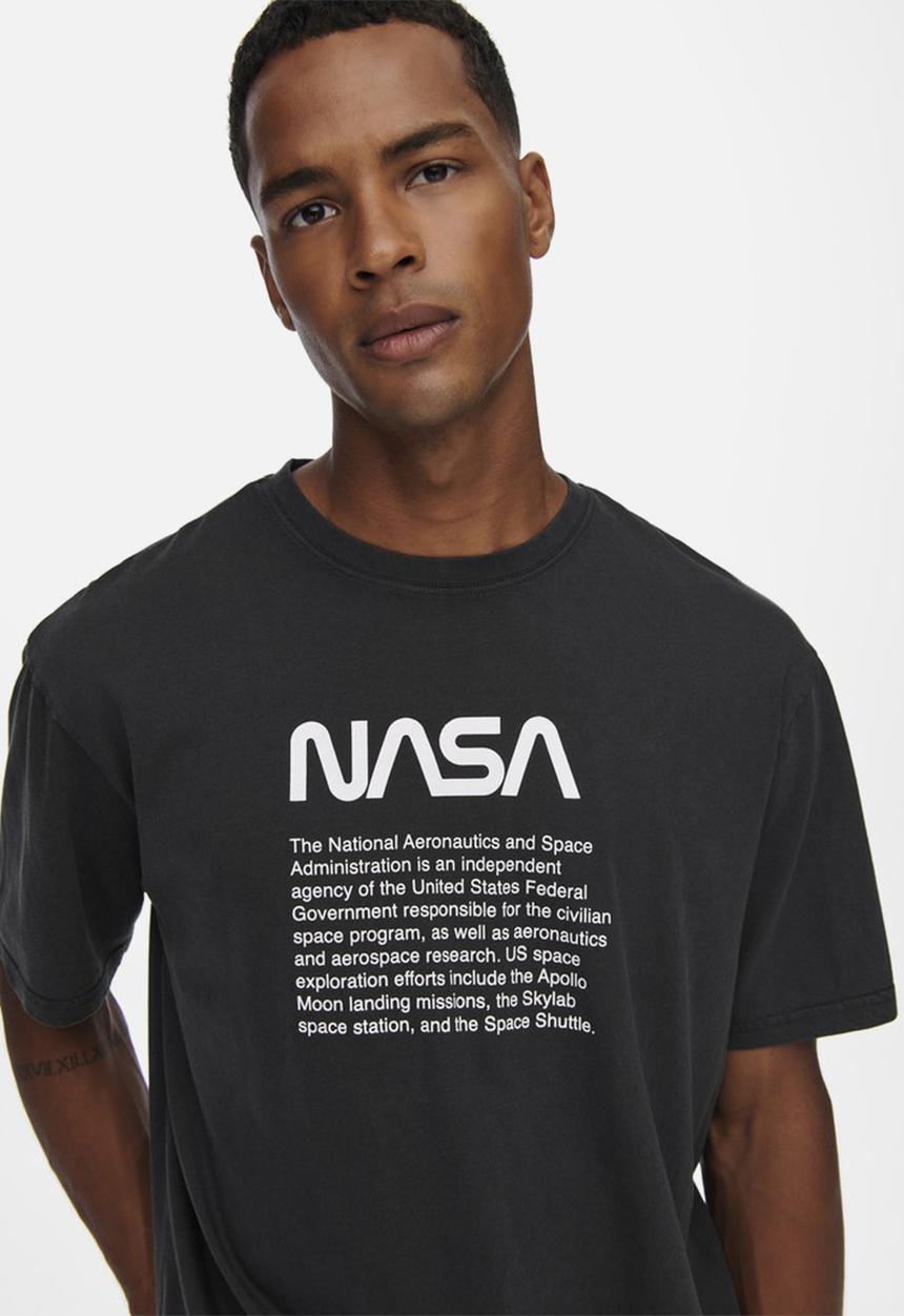 Only & Sons - Nasa life rlx tee - black