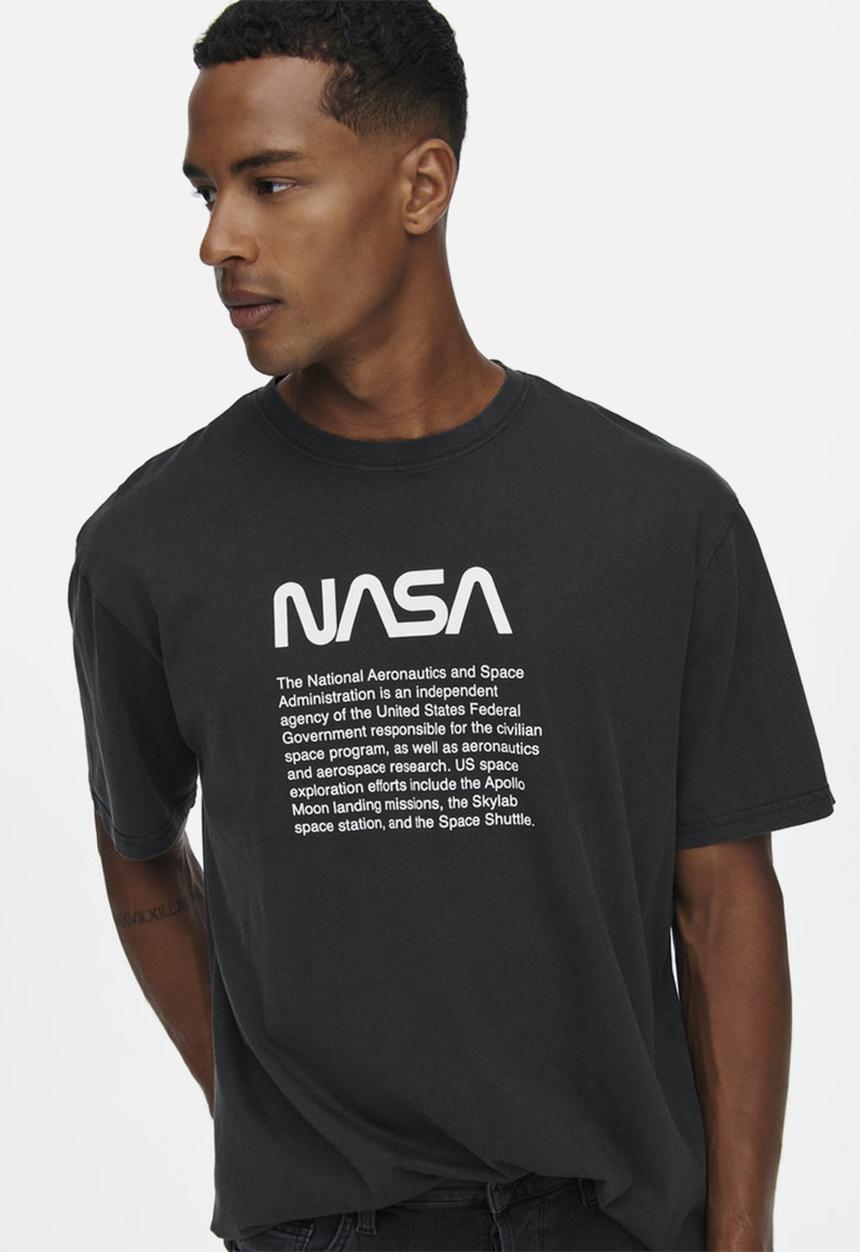 Only & Sons - Nasa life rlx tee - black