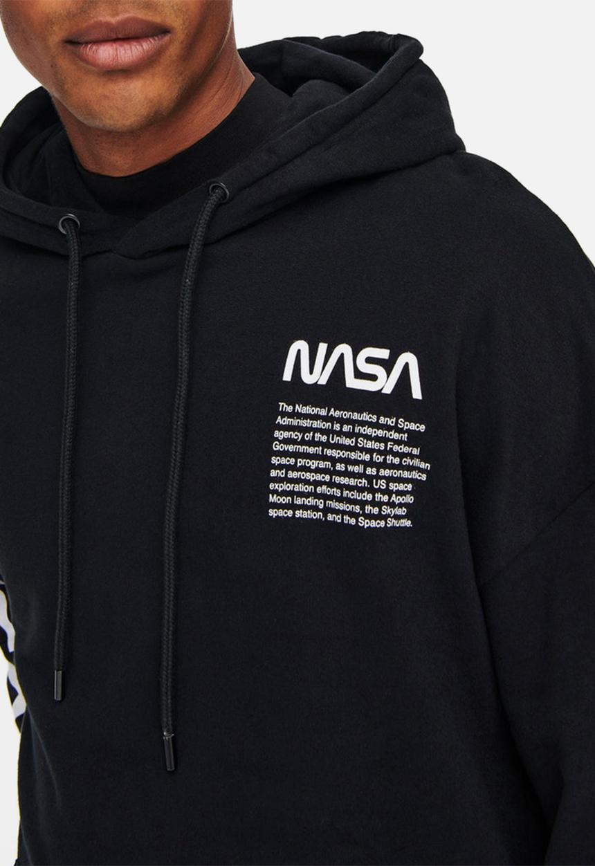 Only & Sons - Nasa life rlx sweat hoodie - black
