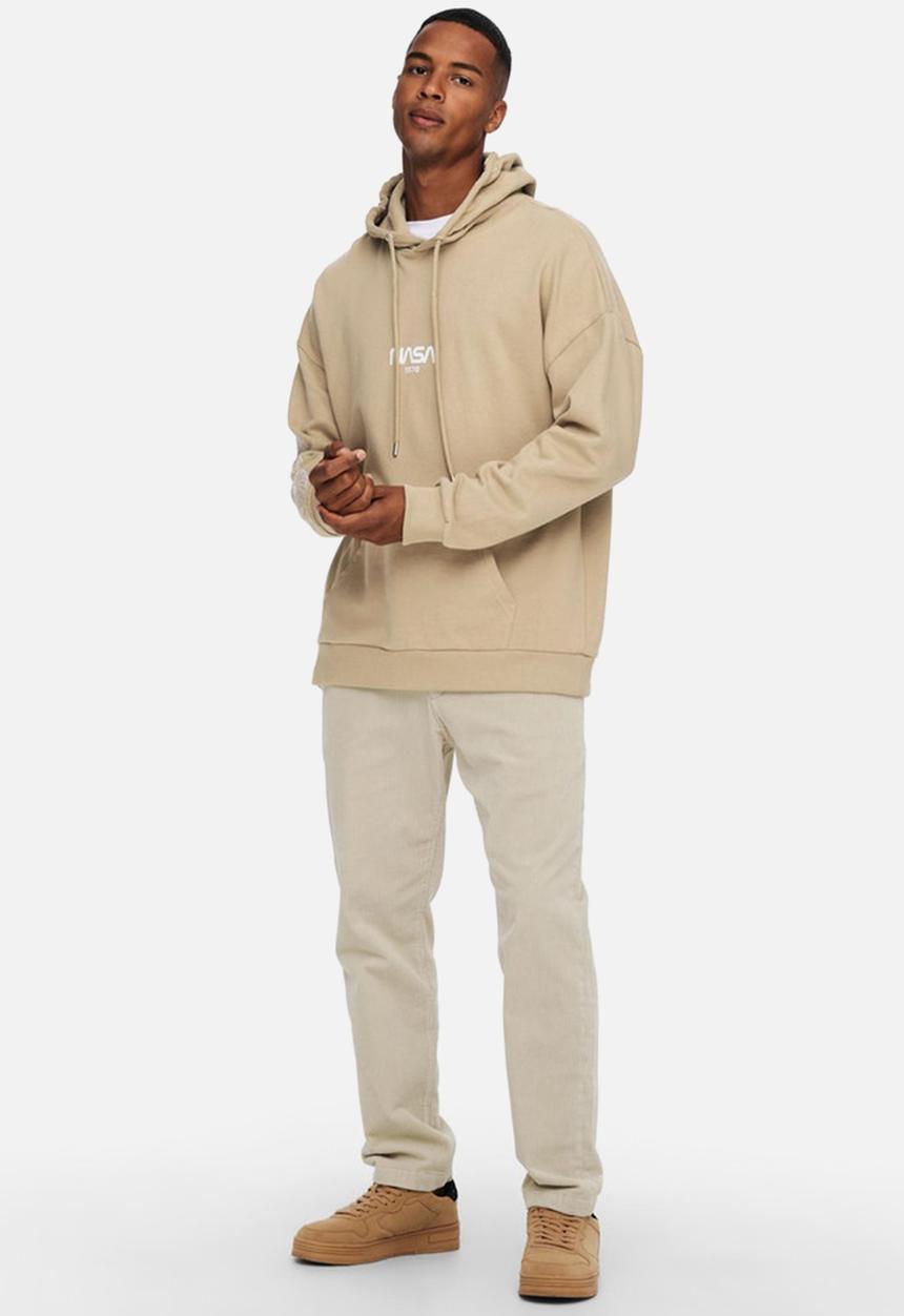 Only & Sons - Nasa life rlx sweat hoodie - stone