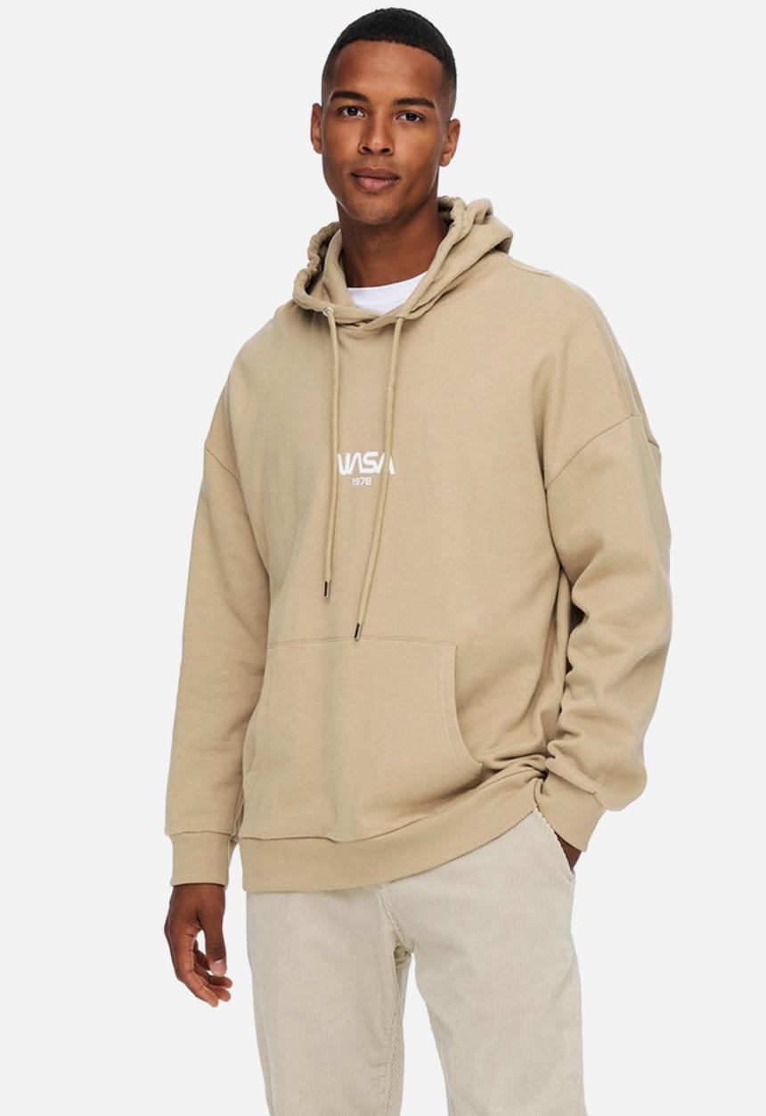 Only & Sons - Nasa life rlx sweat hoodie - stone