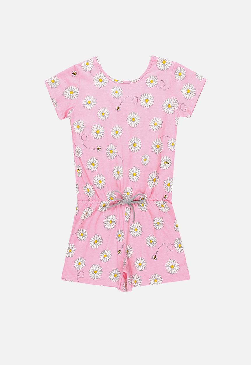 Bee Loop - Girls sunflower playsuit - pink