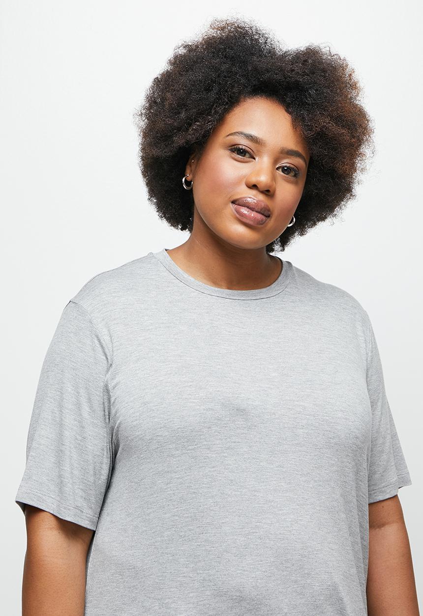 edit Plus - Longline deep slit tee - grey