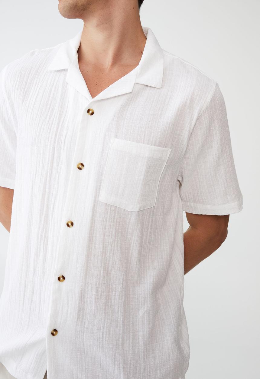 Cotton On - Riviera short sleeve shirt - white