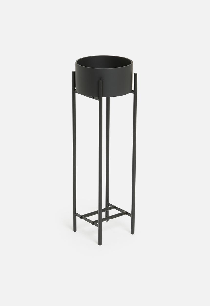 Sixth Floor - Small metal planter with polyresin pot - matte black