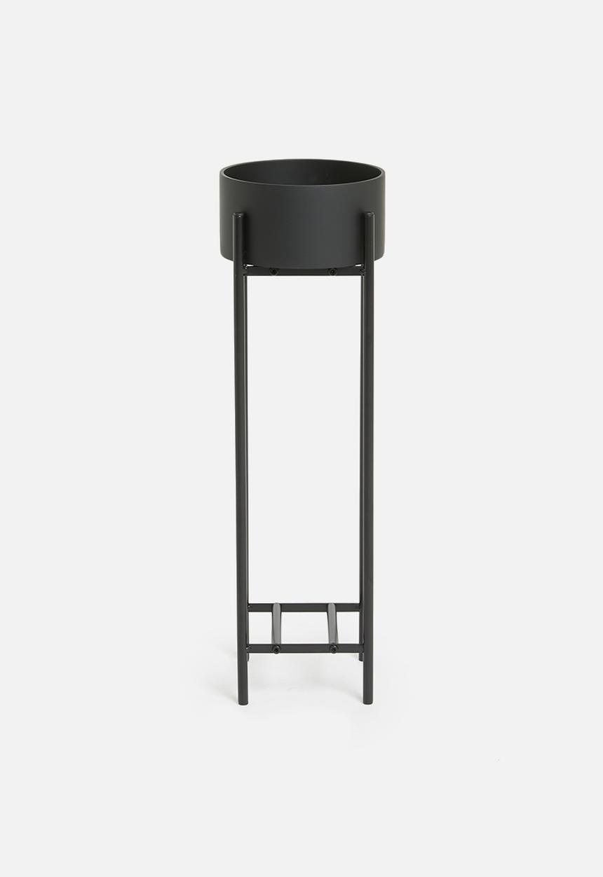 Sixth Floor - Small metal planter with polyresin pot - matte black