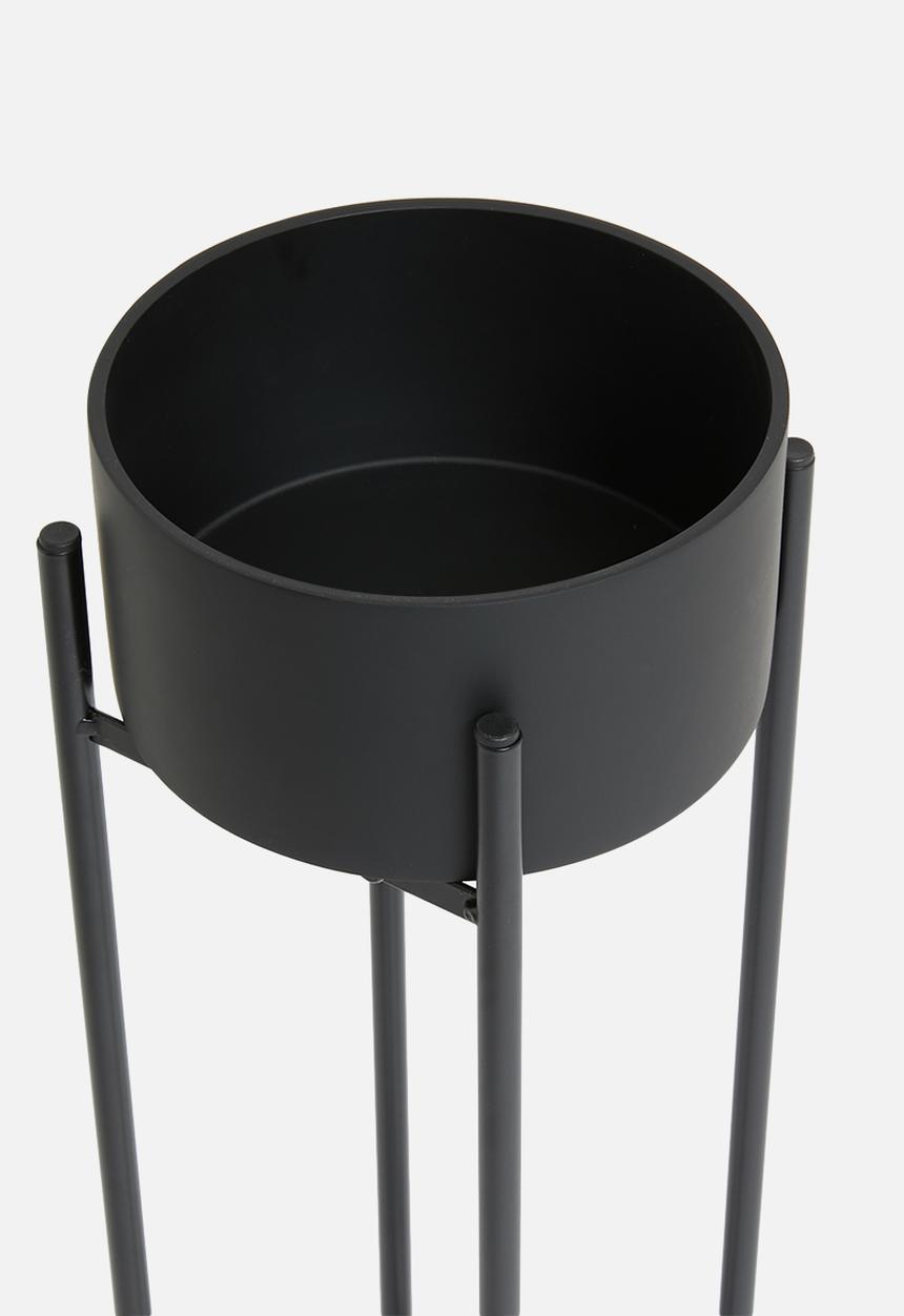 Sixth Floor - Small metal planter with polyresin pot - matte black