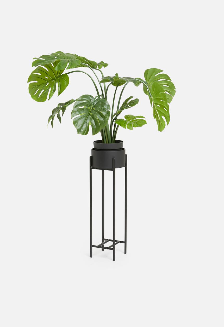 Sixth Floor - Small metal planter with polyresin pot - matte black