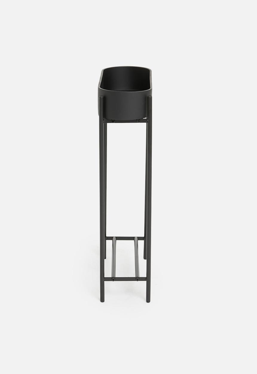 Sixth Floor - Large metal planter with polyresin pot - matte black