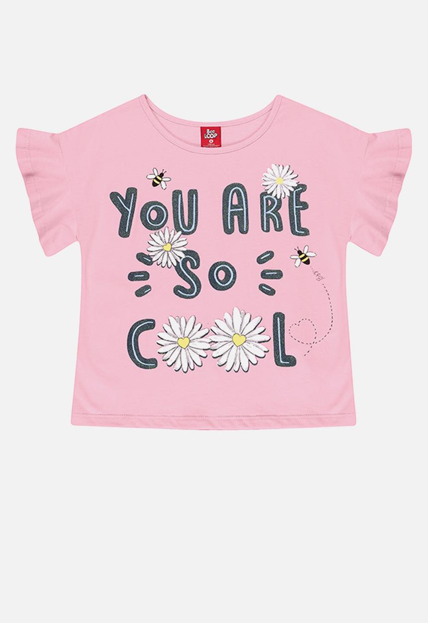 Bee Loop - Girls tee & sunflower shorts set - pink