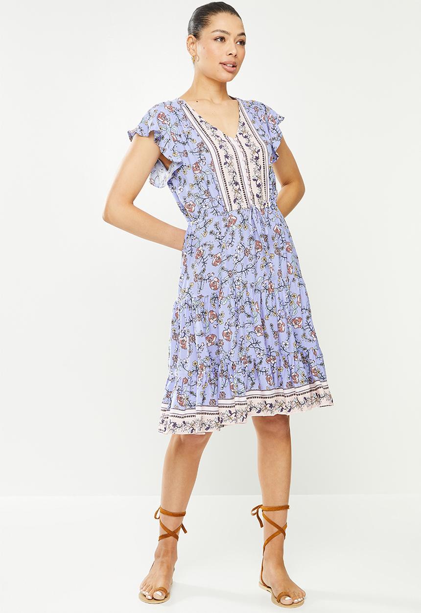 Revenge - Floral print swing dress - blue