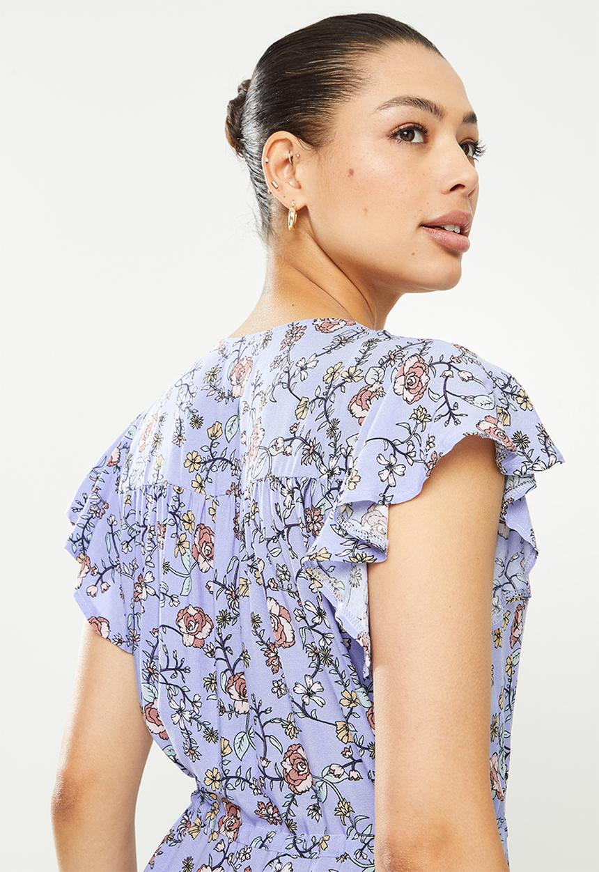 Revenge - Floral print swing dress - blue