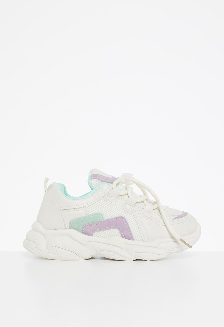 Pop Candy - Younger girls chunky sneaker - white & purple