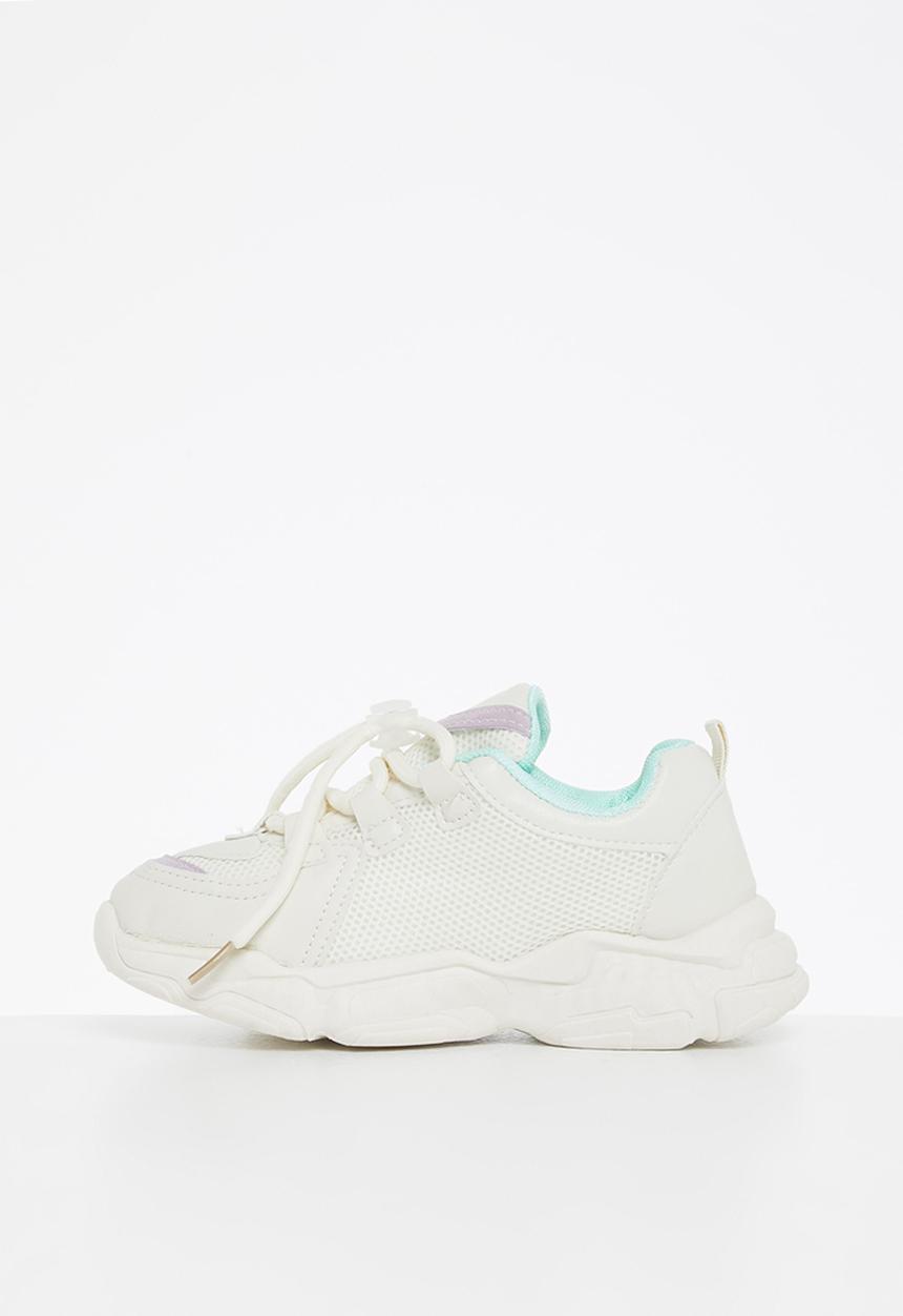 Pop Candy - Younger girls chunky sneaker - white & purple