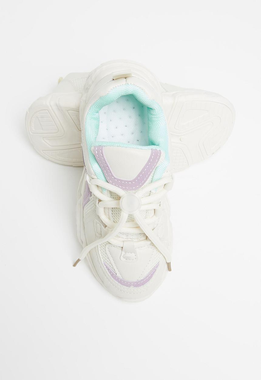 Pop Candy - Younger girls chunky sneaker - white & purple