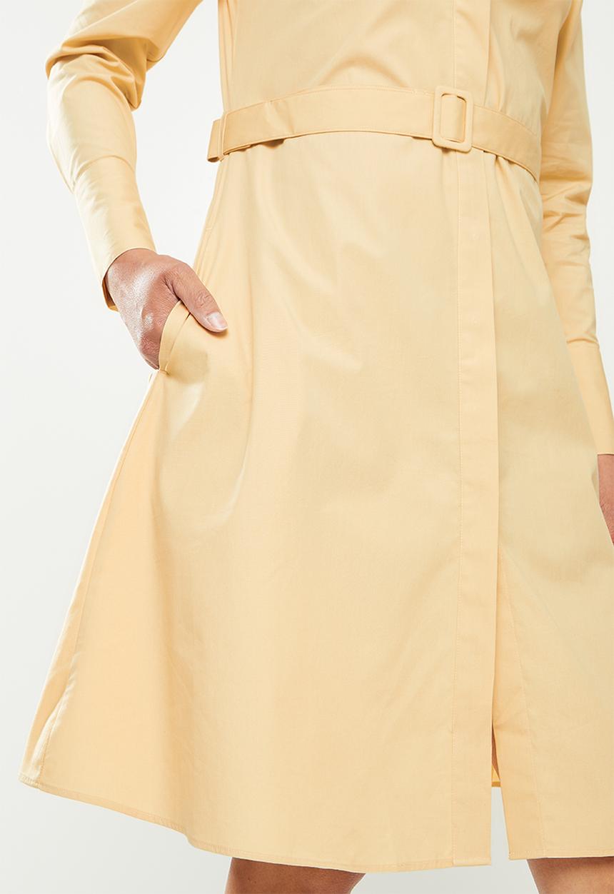 POLO - Sophia long sleeve basic shirt dress - stone