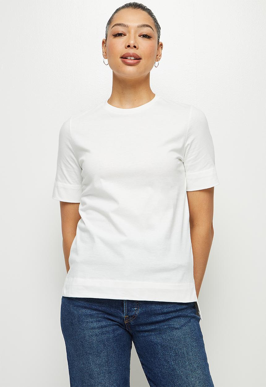 edit - Step hem cotton tee - milk