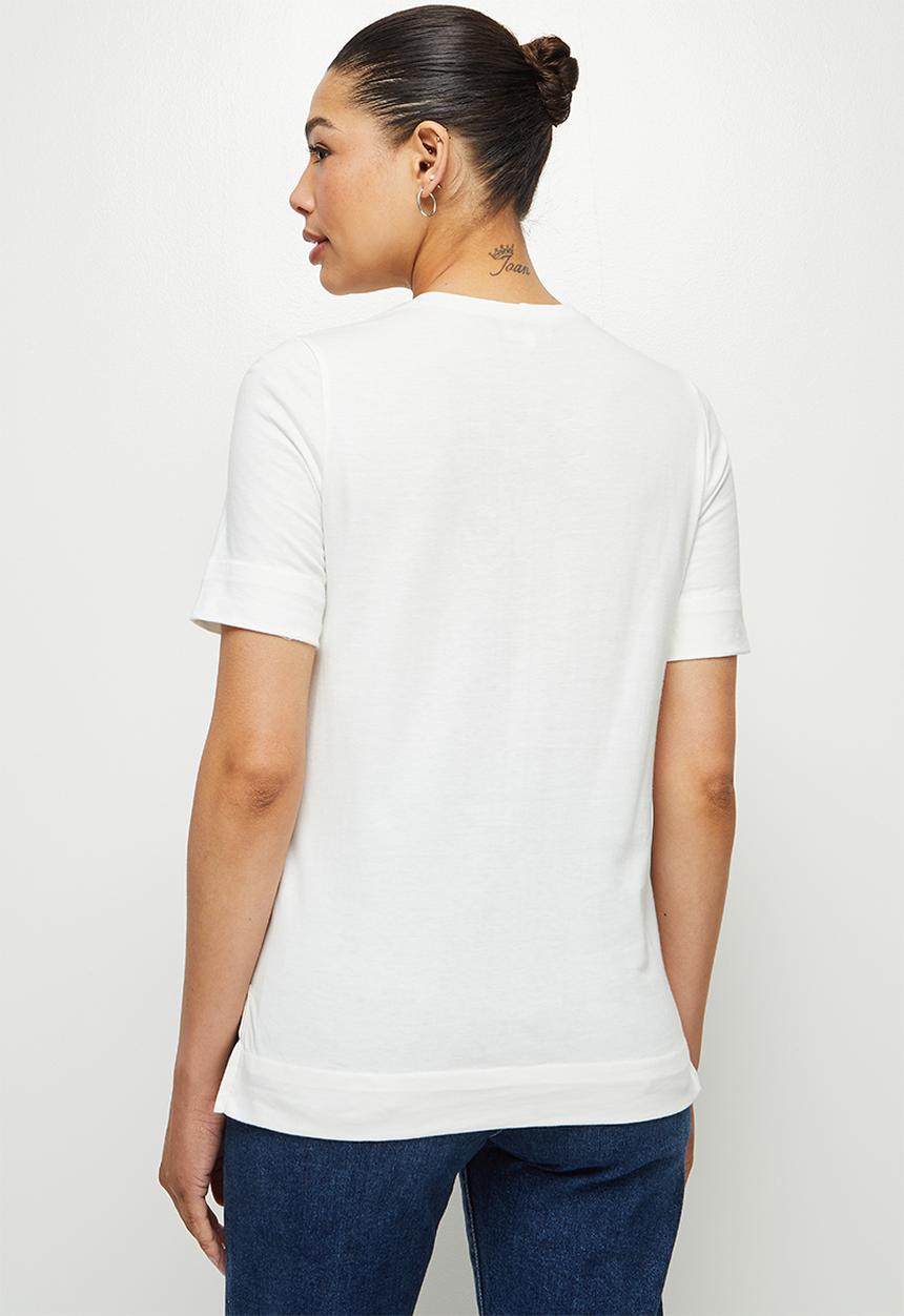 edit - Step hem cotton tee - milk