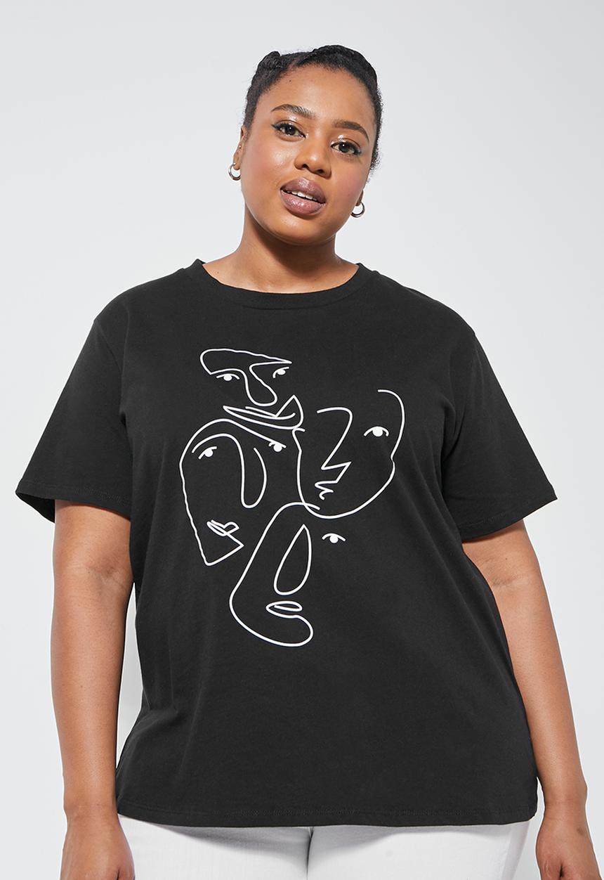 Superbalist - Doodle faces tee - black
