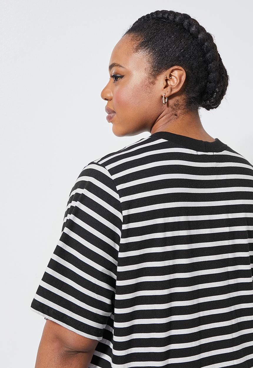 Superbalist - Longline tee - black & white 