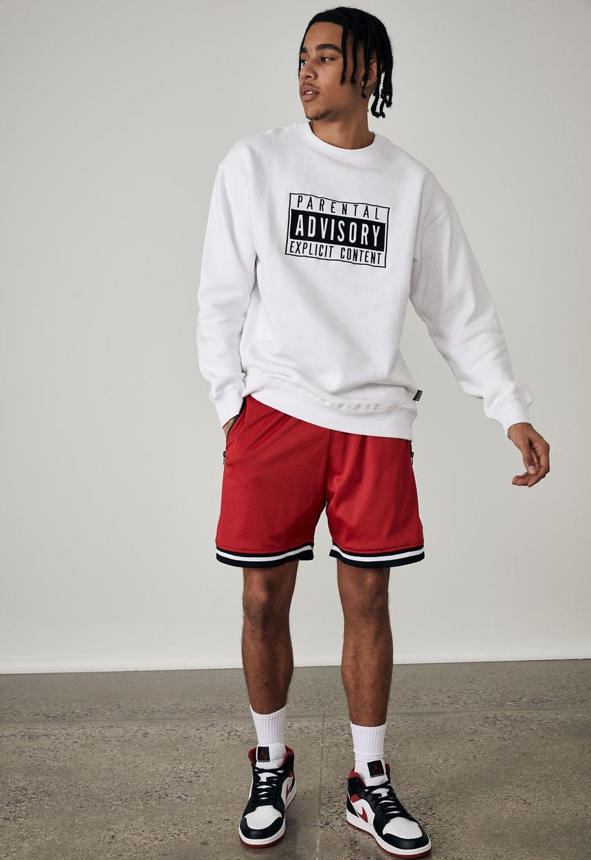 Factorie - Basketball short - red/jacquard hem