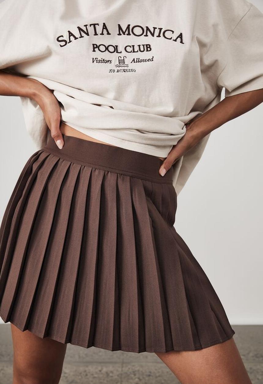 Factorie - Mini pleat skirt - bitter choc
