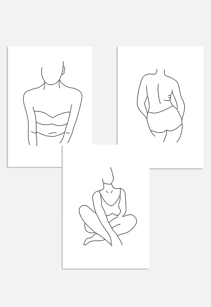 Sugar & Vice - Three women line drawing wall art bundle
