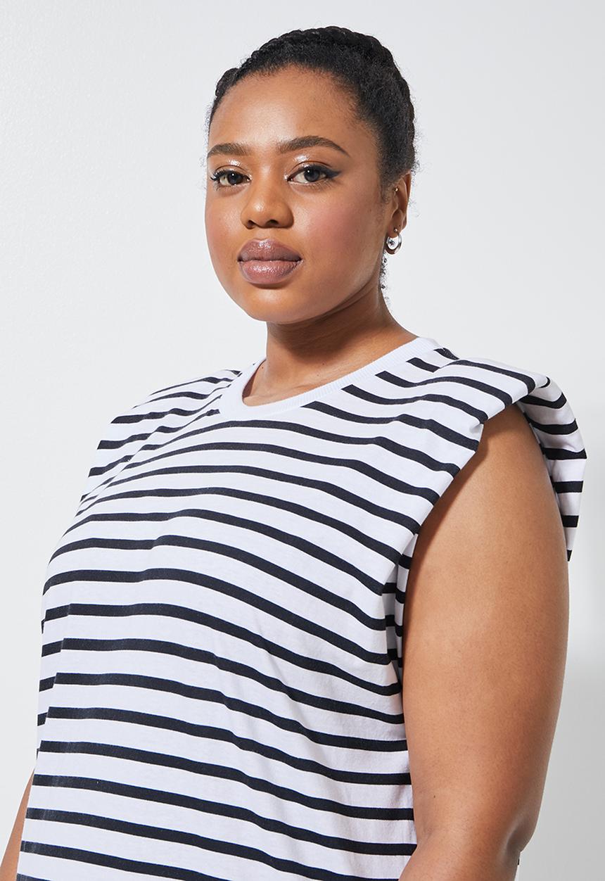 Superbalist - Shoulder pad column dress - white & black 