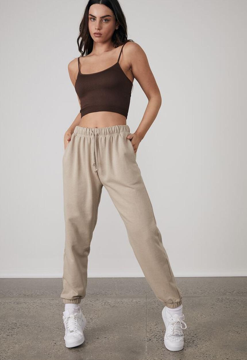 Factorie - Loop back trackpant - brown mushroom